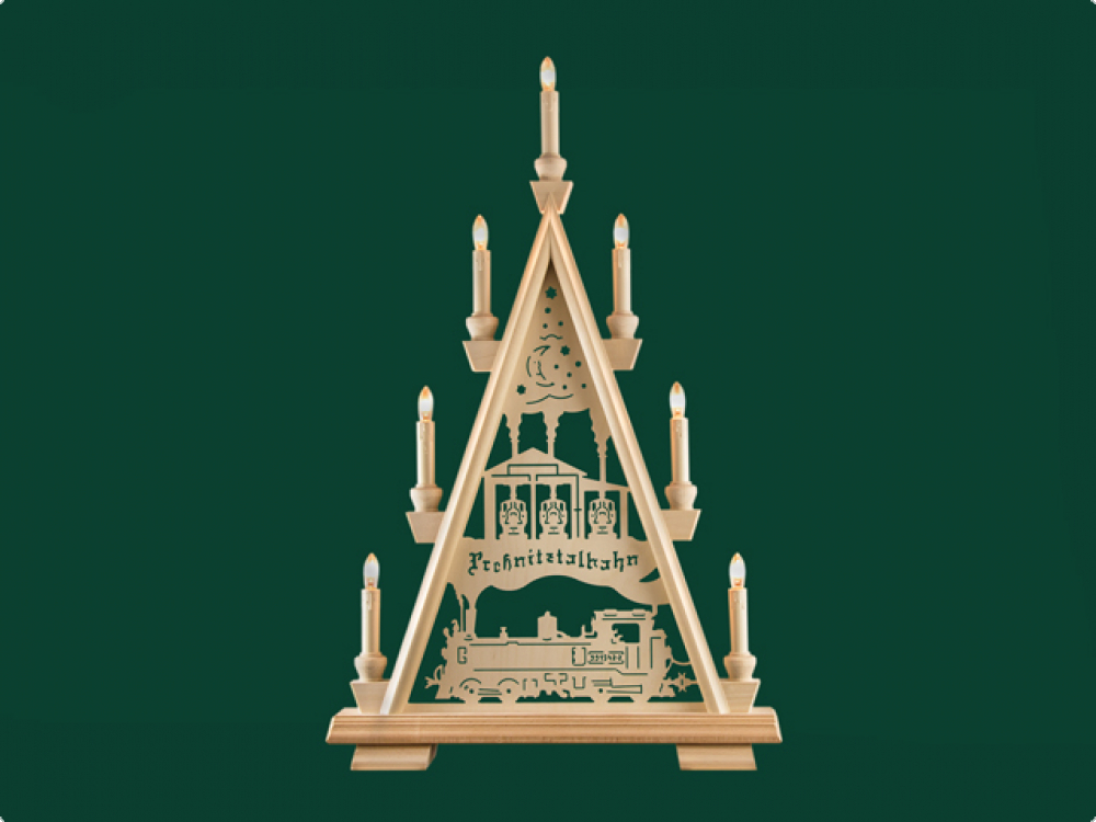 Lichterspitze, 7 Kerzen, Motiv Preßnitztalbahn IV-K